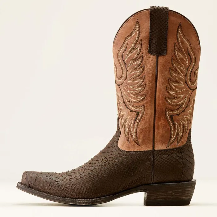 Men Western Boots Ariat Circuit High Stepper Python Cowboy Boot Chocolate Python