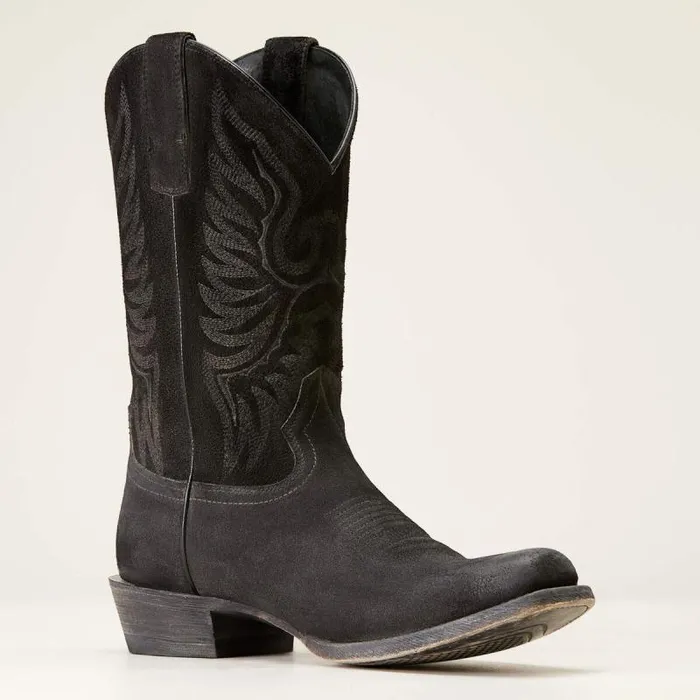 Men Western Boots Ariat Circuit High Stepper Western Boot Distressed Black Suede