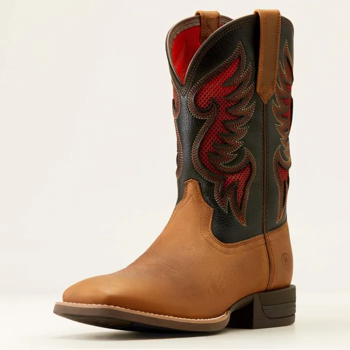 Men Western Boots Ariat Cowpuncher VentTEK Cowboy Boot Sorrel Crunchblack Deertan