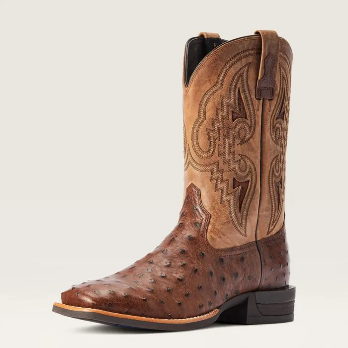 Men Western Boots Ariat Dagger Western Boot Dark Tabac Full Quill Ostrich