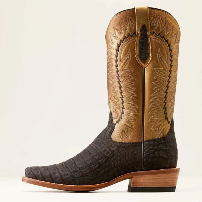 Men Western Boots Ariat Futurity Finalist Cowboy Boot Brushed Chocolate Caiman Belly Washed Gold Men Western Boots Ariat Futurity Finalist Cowboy Boot Brushed Chocolate Caiman Belly Washed Gold