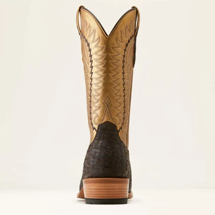 Men Western Boots Ariat Futurity Finalist Cowboy Boot Brushed Chocolate Caiman Belly Washed Gold Men Western Boots Ariat Futurity Finalist Cowboy Boot Brushed Chocolate Caiman Belly Washed Gold