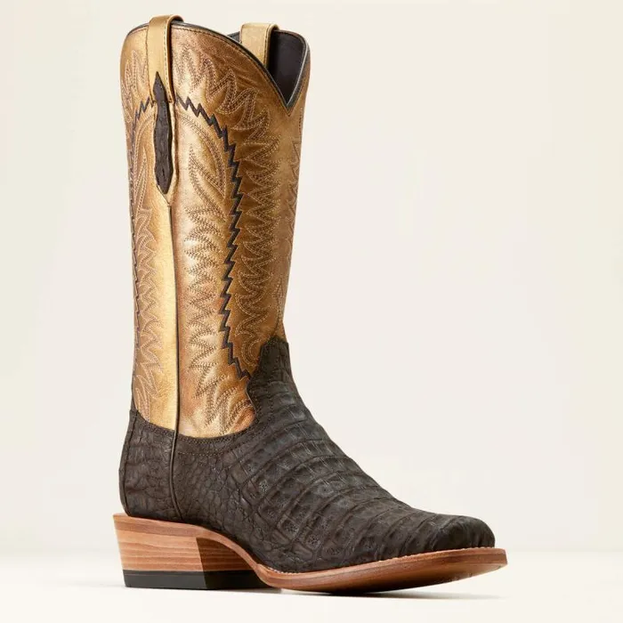 Men Western Boots Ariat Futurity Finalist Cowboy Boot Brushed Chocolate Caiman Belly Washed Gold Men Western Boots Ariat Futurity Finalist Cowboy Boot Brushed Chocolate Caiman Belly Washed Gold