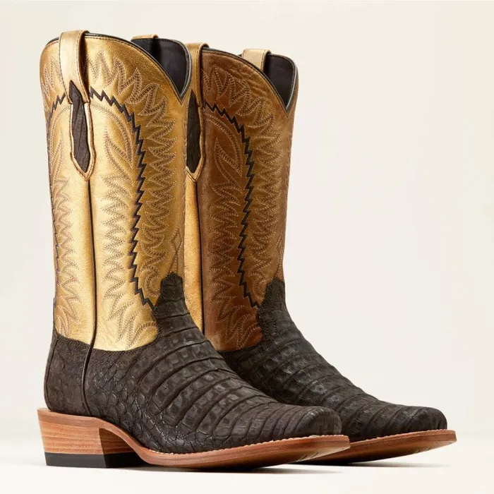 Men Western Boots Ariat Futurity Finalist Cowboy Boot Brushed Chocolate Caiman Belly Washed Gold Men Western Boots Ariat Futurity Finalist Cowboy Boot Brushed Chocolate Caiman Belly Washed Gold