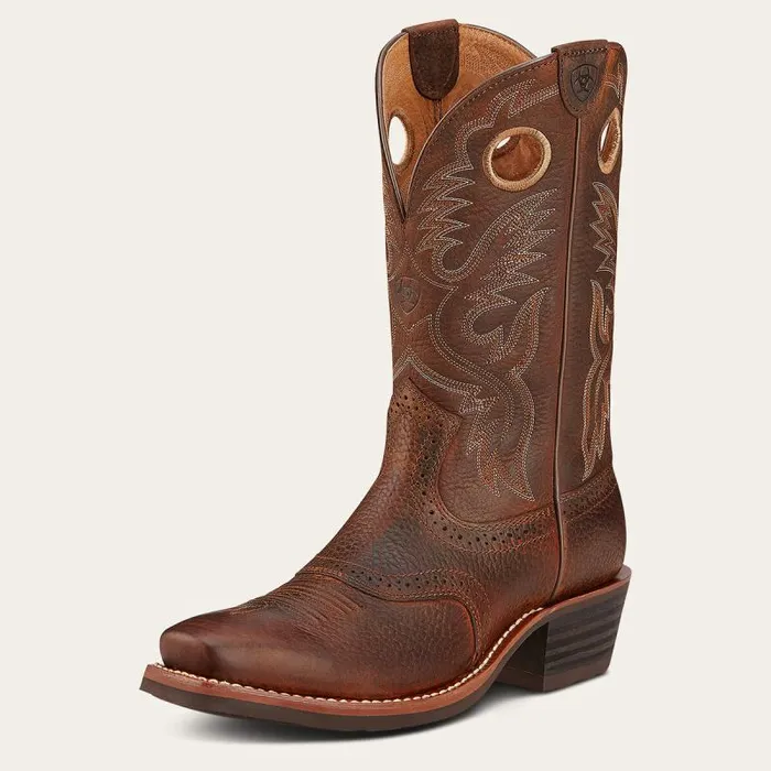 Men Western Boots Ariat Heritage Roughstock Western Boot Brown Oiled Rowdy