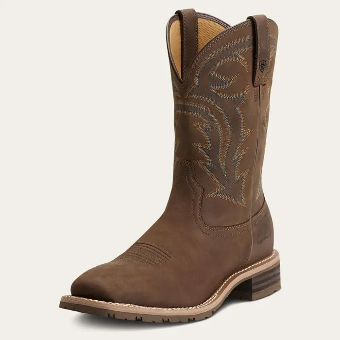 Men Western Boots Ariat Hybrid Rancher Waterproof Western Boot Oily Distressed Brown