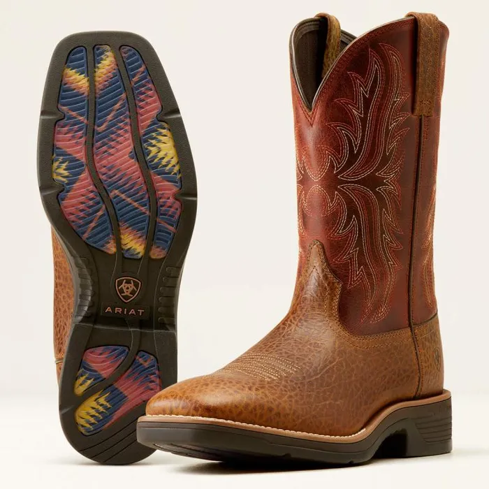 Men Western Boots Ariat Ridgeback Cowboy Boot Tan Bull Embossorange Rust