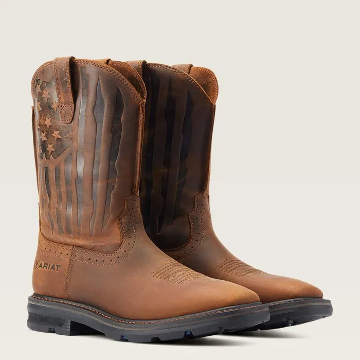 Men Western Boots Ariat Sierra Shock Shield Patriot Work Boot Distressed Brown Men Western Boots Ariat Sierra Shock Shield Patriot Work Boot Distressed Brown