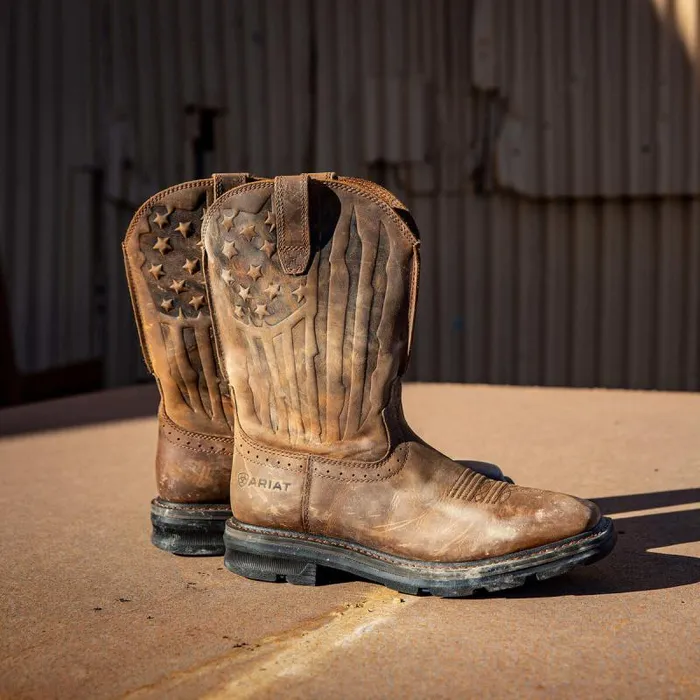 Men Western Boots Ariat Sierra Shock Shield Patriot Work Boot Distressed Brown Men Western Boots Ariat Sierra Shock Shield Patriot Work Boot Distressed Brown