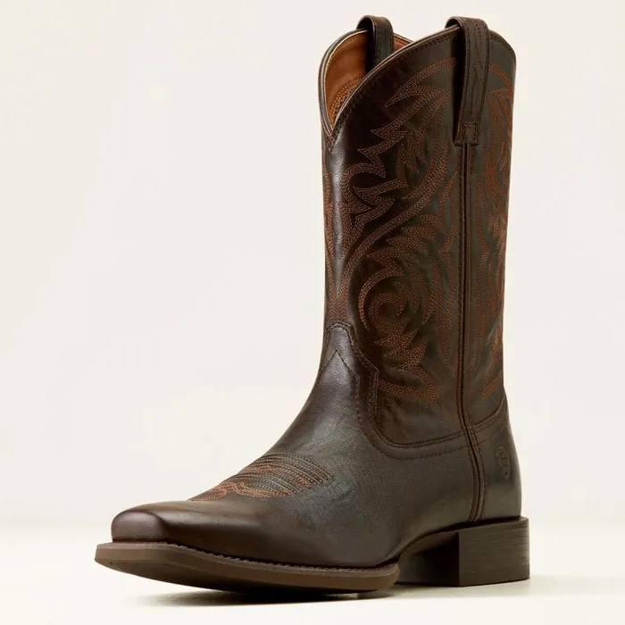 Men Western Boots Ariat Sport Herdsman Cowboy Boot Burnished Chocolate