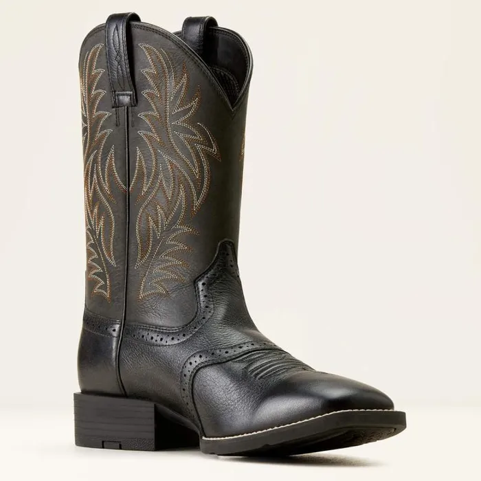 Men Western Boots Ariat Sport Wide Square Toe Western Boot Black Deertan Men Western Boots Ariat Sport Wide Square Toe Western Boot Black Deertan