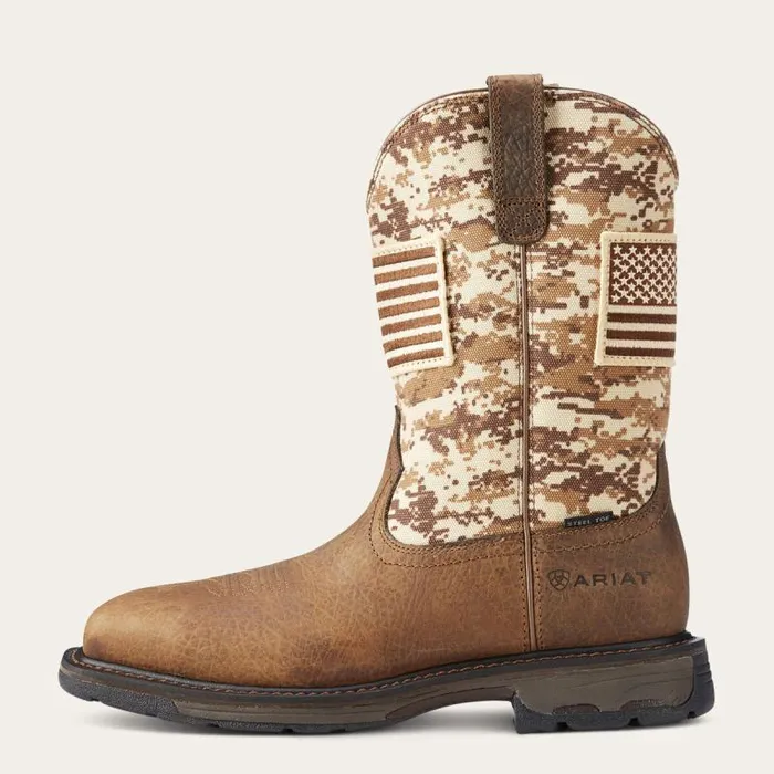 Men Western Boots Ariat WorkHog Patriot Steel Toe Work Boot Earth Sand Camo Men Western Boots Ariat WorkHog Patriot Steel Toe Work Boot Earth Sand Camo