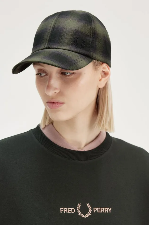 MenWomen Other Accessories Fred Perry Blurred Check Cap Laurel Wreath Green