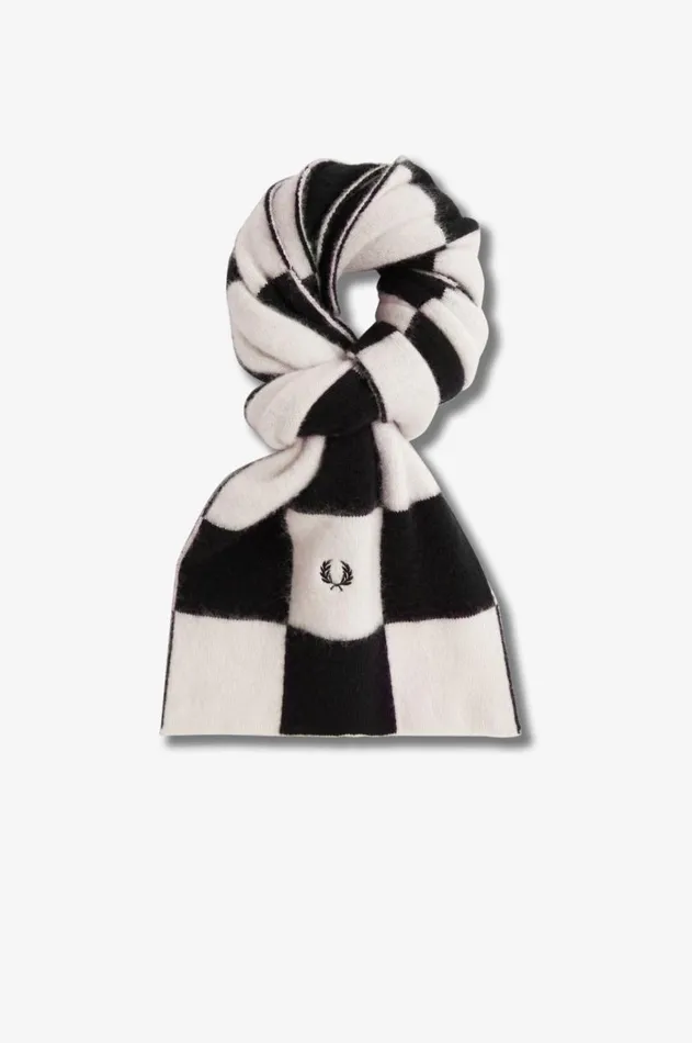 MenWomen Other Accessories Fred Perry Chequerboard Lambswool Scarf Ecru