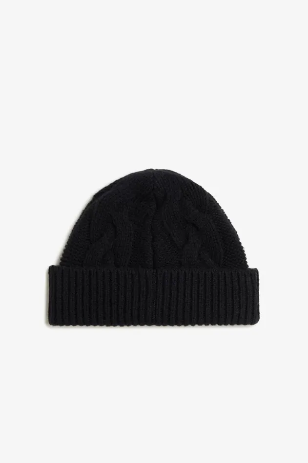 MenWomen Other Accessories Fred Perry Lambswool Cable Beanie Black