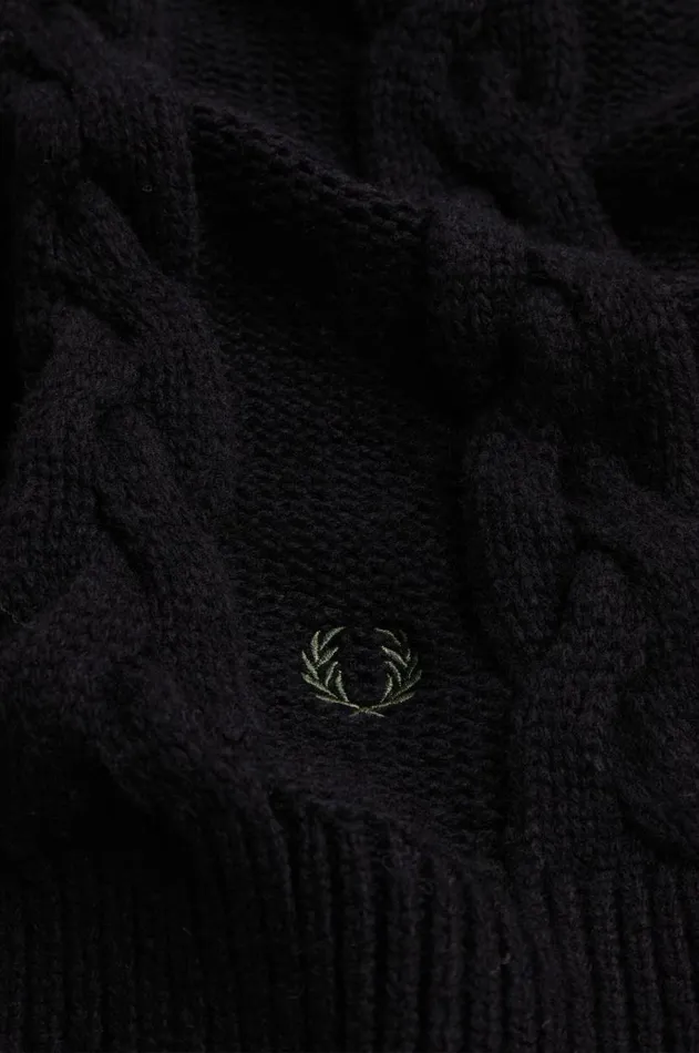 MenWomen Other Accessories Fred Perry Lambswool Cable Scarf Black