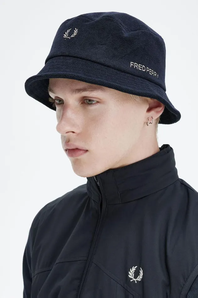 MenWomen Other Accessories Fred Perry Towelling Dual Branded Bucket Hat Navy