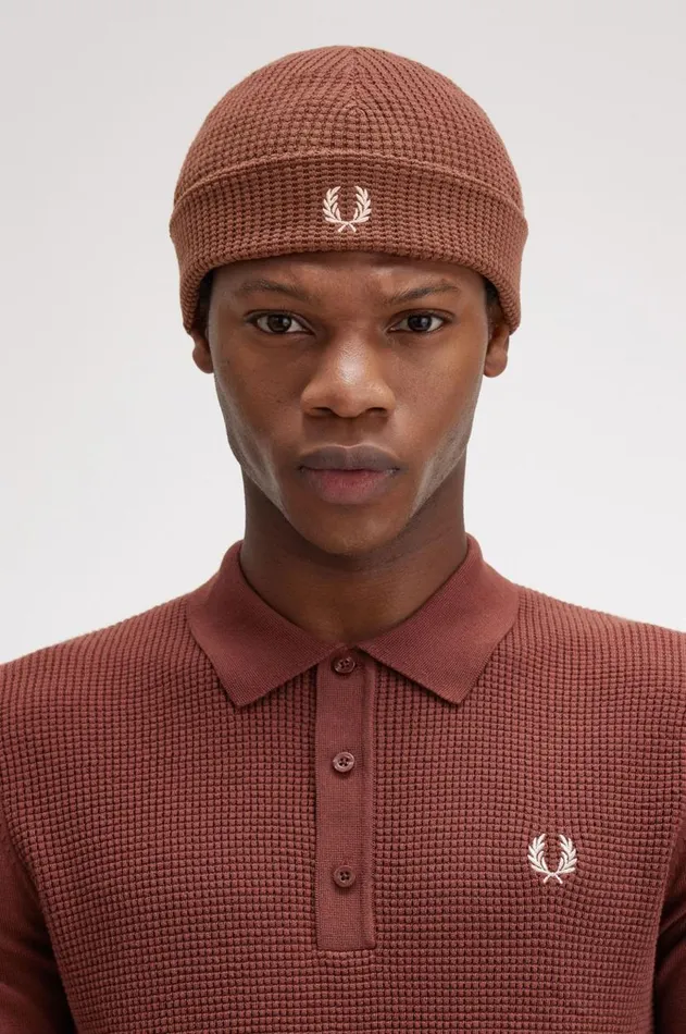 MenWomen Other Accessories Fred Perry Waffle Knit Beanie Whisky Brown