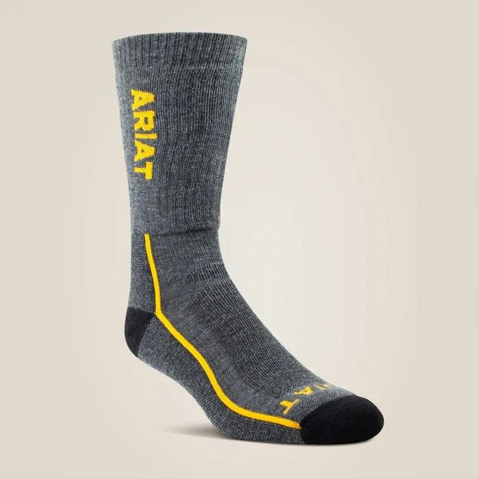 MenWomen Socks Ariat Heavyweight Merino Wool Steel Toe Performance Work Sock Grey MenWomen Socks Ariat Heavyweight Merino Wool Steel Toe Performance Work Sock Grey