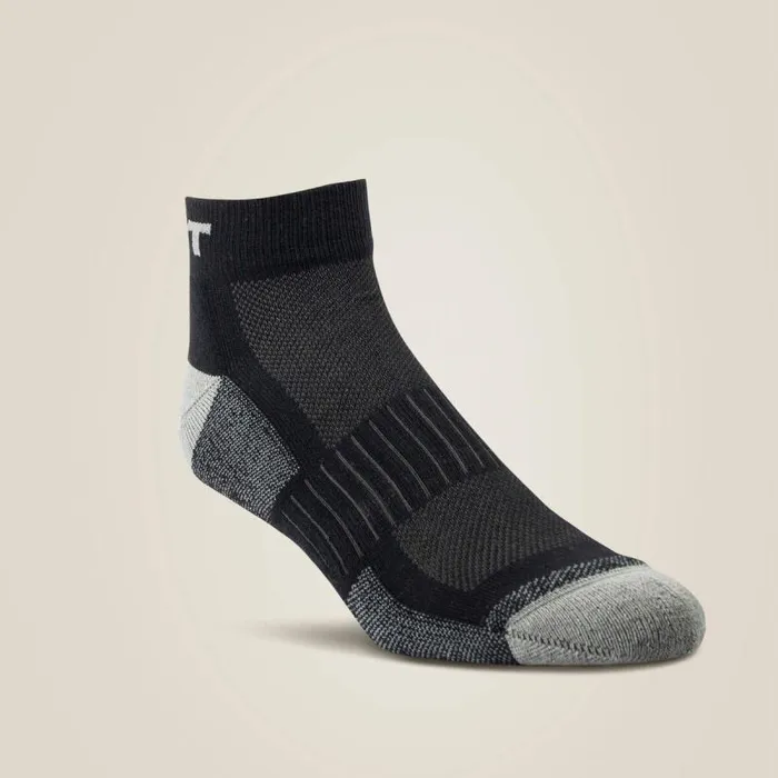 MenWomen Socks Ariat High Performance Quarter Crew Tek Work Sock 3 Pair Pack Black