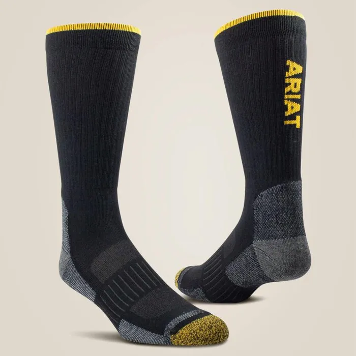 MenWomen Socks Ariat High Performance Tek Work Sock 2 Pair Pack Black