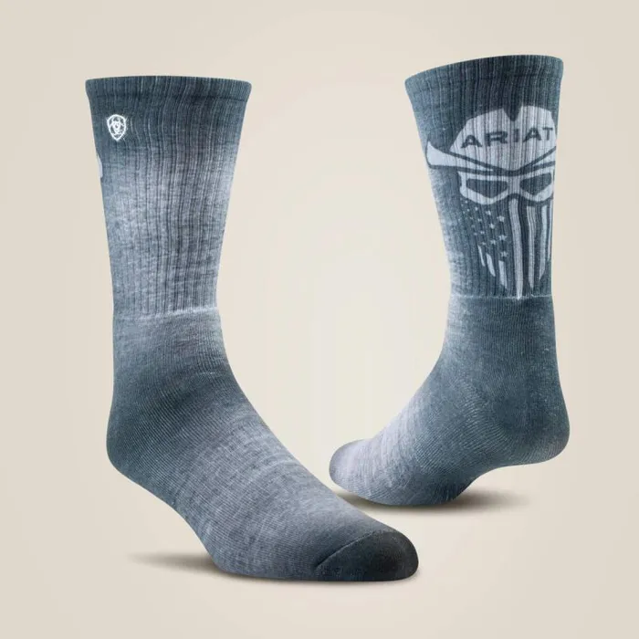 MenWomen Socks Ariat Incognito Graphic Crew Work Sock 2 Pair Multi Color Pack Greygreen
