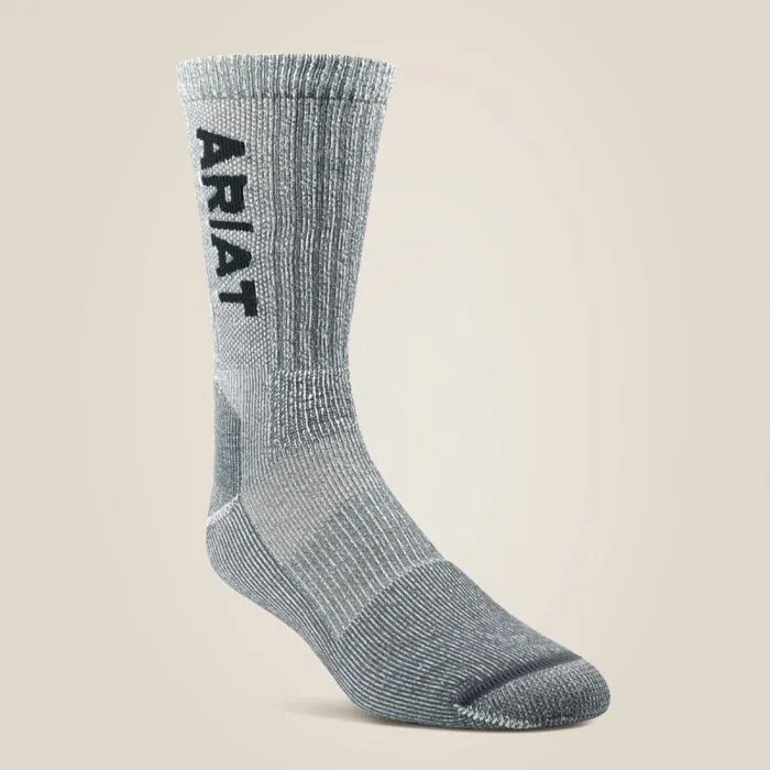 MenWomen Socks Ariat Lightweight Merino Wool Blend Steel Toe Work Sock Black