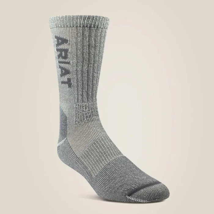 MenWomen Socks Ariat Lightweight Merino Wool Blend Steel Toe Work Sock Grey