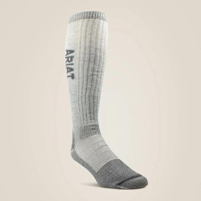 MenWomen Socks Ariat Midweight Merino Wool Blend Over The Calf Steel Toe Work Sock Grey MenWomen Socks Ariat Midweight Merino Wool Blend Over The Calf Steel Toe Work Sock Grey