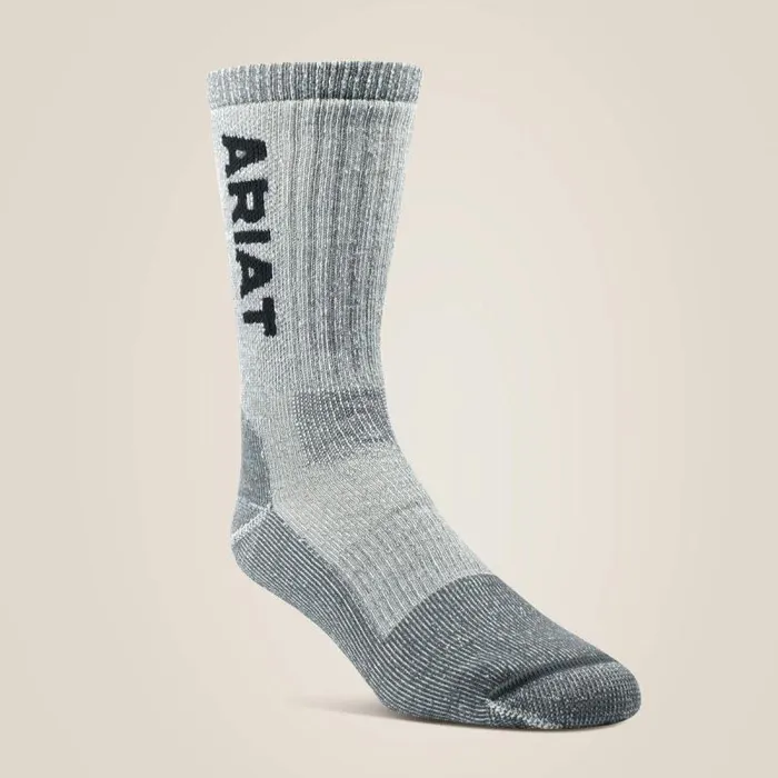 MenWomen Socks Ariat Midweight Merino Wool Blend Steel Toe Work Sock Black
