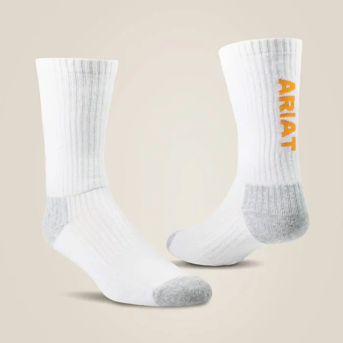 MenWomen Socks Ariat Premium Ringspun Cotton Crew Work Sock 3 Pair Pack White MenWomen Socks Ariat Premium Ringspun Cotton Crew Work Sock 3 Pair Pack White
