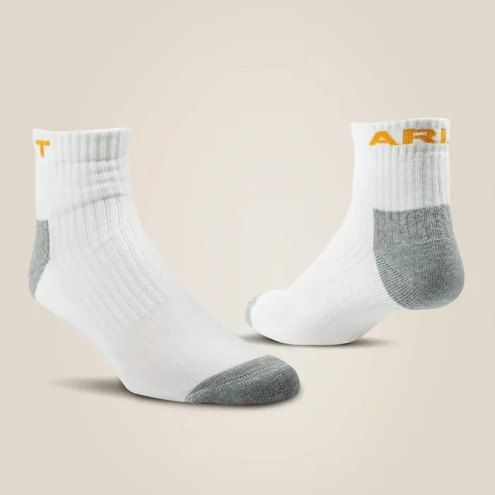 MenWomen Socks Ariat Premium Ringspun Cotton Quarter Crew Work Sock 3 Pair Pack White MenWomen Socks Ariat Premium Ringspun Cotton Quarter Crew Work Sock 3 Pair Pack White