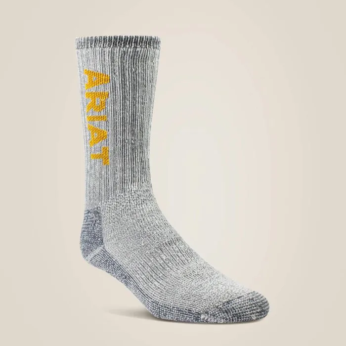 MenWomen Socks Ariat Ultimate Thermal Wool Blend Work Sock 2 Pair Pack Black