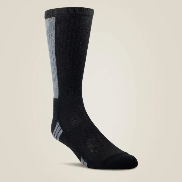 MenWomen Socks Ariat VentTEK Mid Calf Performance Sock 2 Pair Pack Black