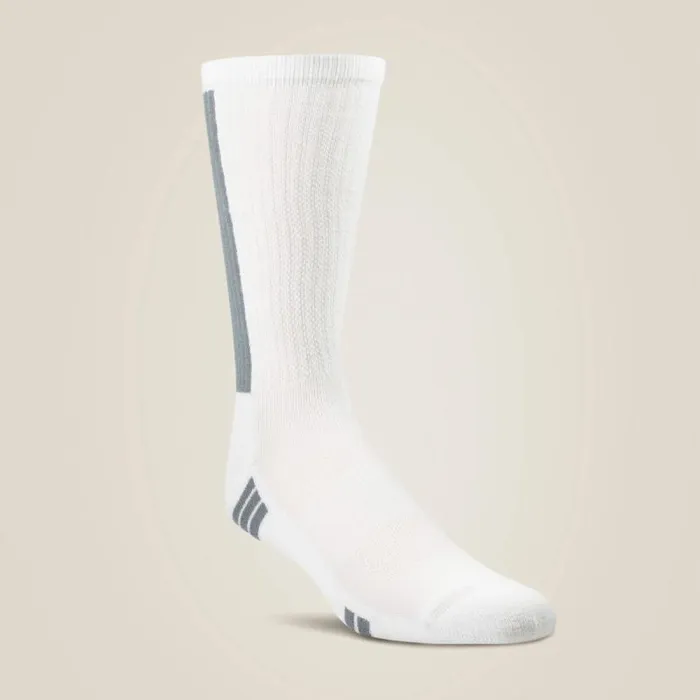 MenWomen Socks Ariat VentTEK Mid Calf Performance Sock 2 Pair Pack White