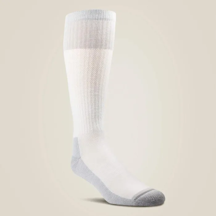 MenWomen Socks Ariat VentTEK Over The Calf Western Boot Sock 2 Pair Pack White