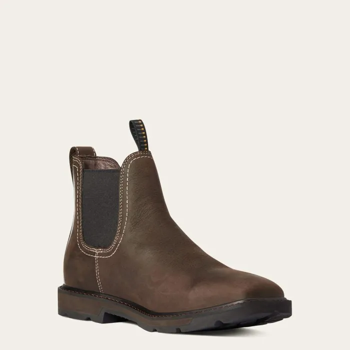 Men Work Boots Ariat Groundbreaker Chelsea Wide Square Toe Waterproof Work Boot Dark Brown