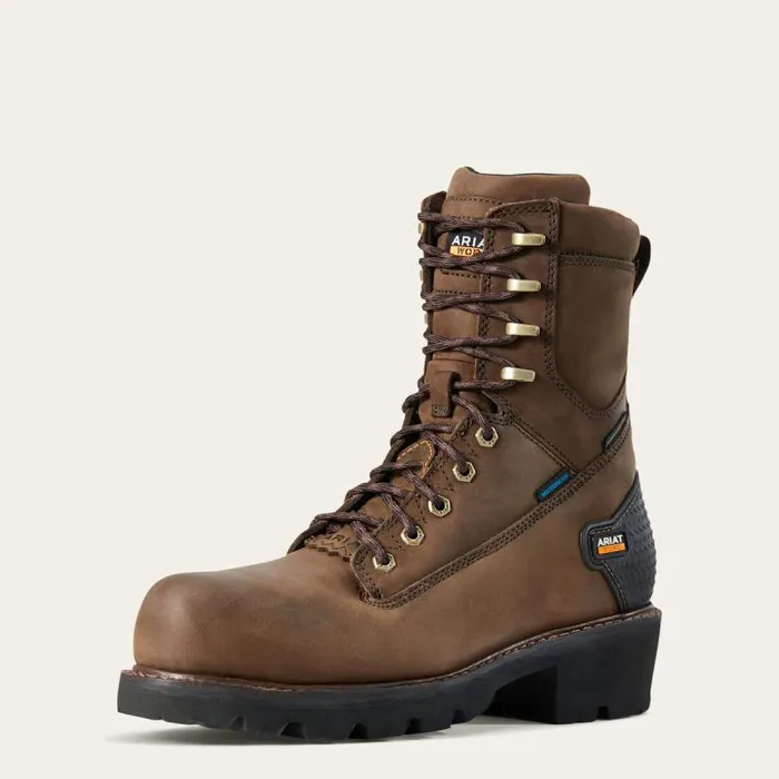 Men Work Boots Ariat Powerline 8034 Waterproof Composite Toe Work Boot Oily Distressed Brown