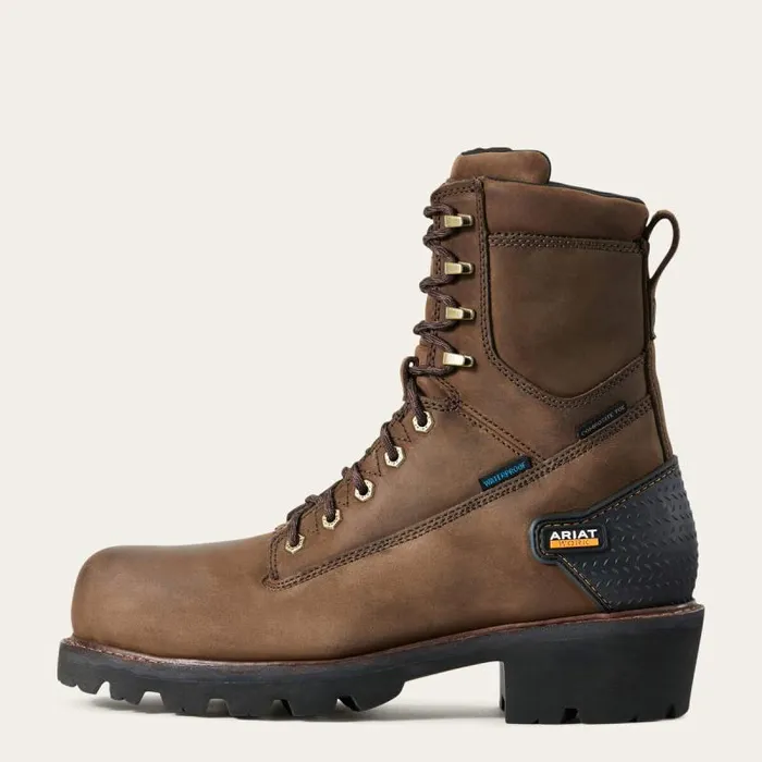 Men Work Boots Ariat Powerline 8034 Waterproof Composite Toe Work Boot Oily Distressed Brown