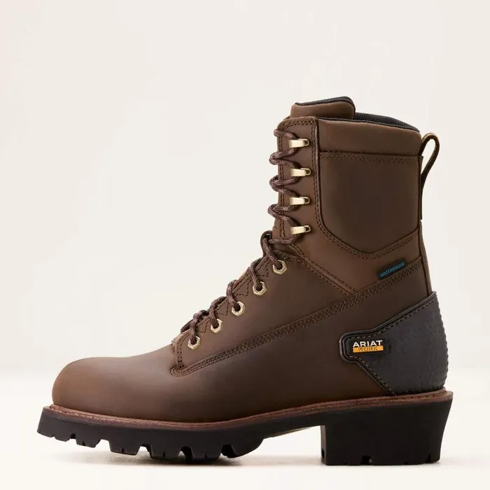 Men Work Boots Ariat Powerline 8034 Waterproof Work Boot Oily Distressed Brown
