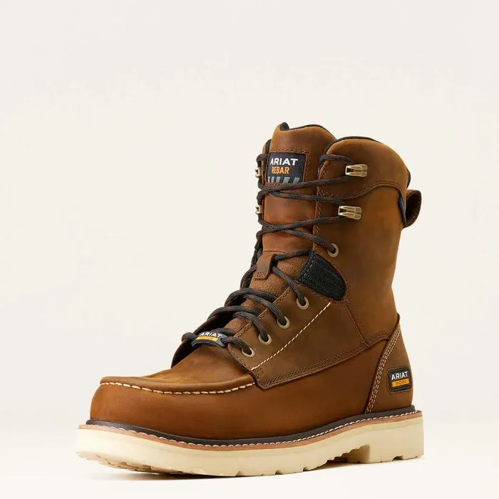 Men Work Boots Ariat Rebar Lift 8034 Waterproof Work Boot Distressed Brown