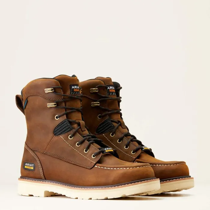 Men Work Boots Ariat Rebar Lift 8034 Waterproof Work Boot Distressed Brown