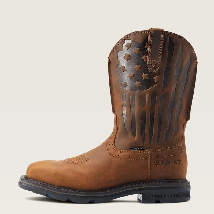 Men Work Boots Ariat Sierra Shock Shield Patriot Steel Toe Work Boot Distressed Brown Men Work Boots Ariat Sierra Shock Shield Patriot Steel Toe Work Boot Distressed Brown