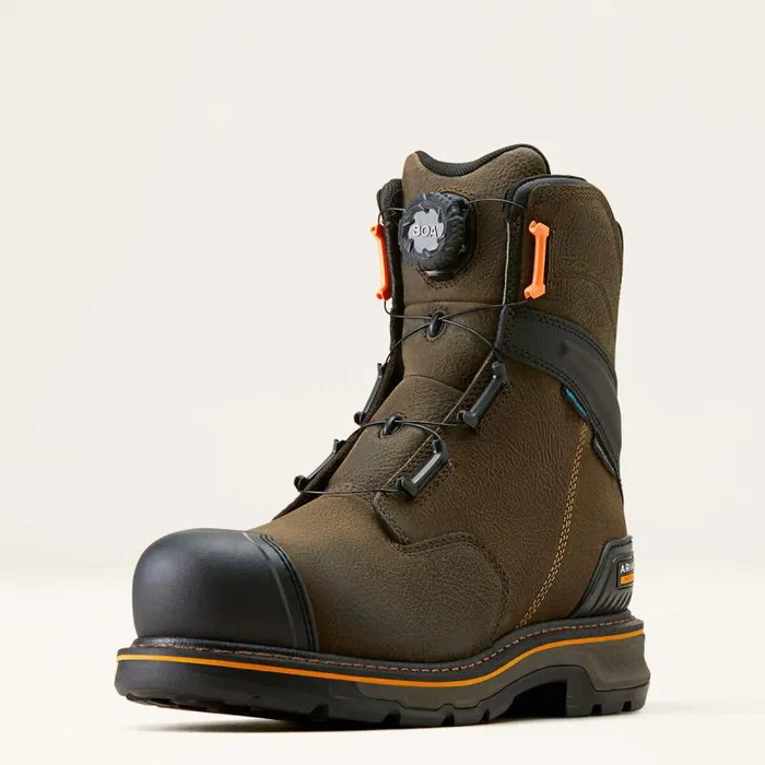 Men Work Boots Ariat Stump Jumper 8034 BOA Waterproof Composite Toe Work Boot Iron Coffee