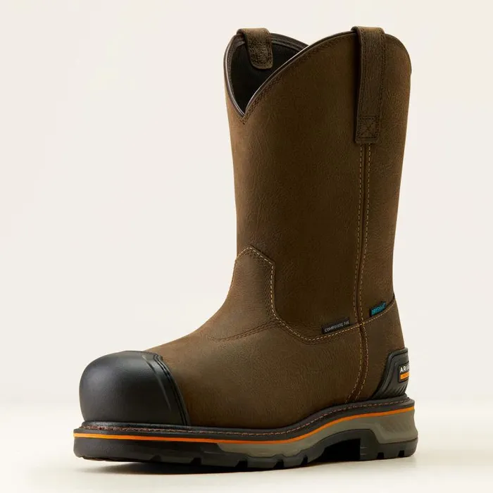Men Work Boots Ariat Stump Jumper PullOn BOA Waterproof Composite Toe Work Boot Iron Coffee