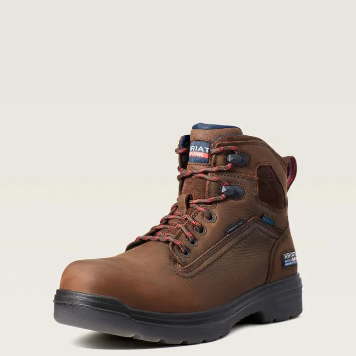 Men Work Boots Ariat Turbo 6034 USA Assembled Waterproof Carbon Toe Work Boot Rich Brown