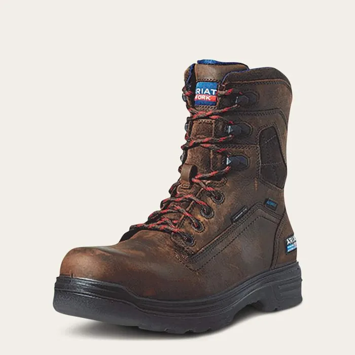 Men Work Boots Ariat Turbo 8034 USA Assembled Waterproof Carbon Toe Work Boot Rich Brown