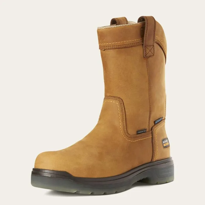 Men Work Boots Ariat Turbo PullOn Waterproof Carbon Toe Work Boot Aged Bark