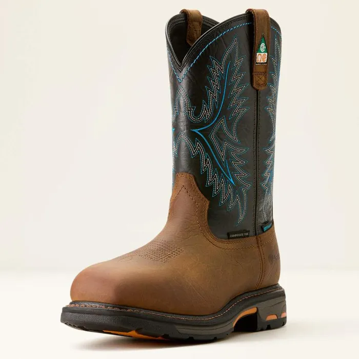 Men Work Boots Ariat WorkHog CSA Waterproof Composite Toe Work Boot Tumbled Barktwilight