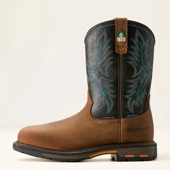 Men Work Boots Ariat WorkHog CSA Waterproof Composite Toe Work Boot Tumbled Barktwilight